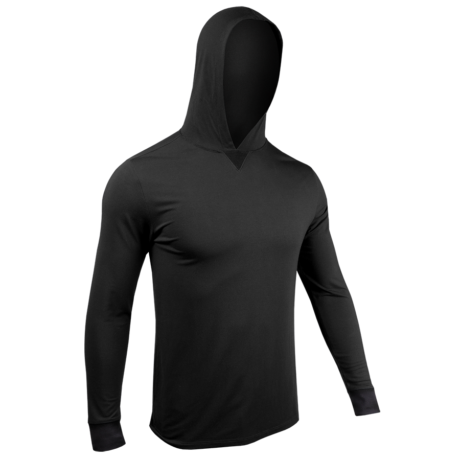 Luxury Long Sleeve Hooded Tee Black 2UNDR