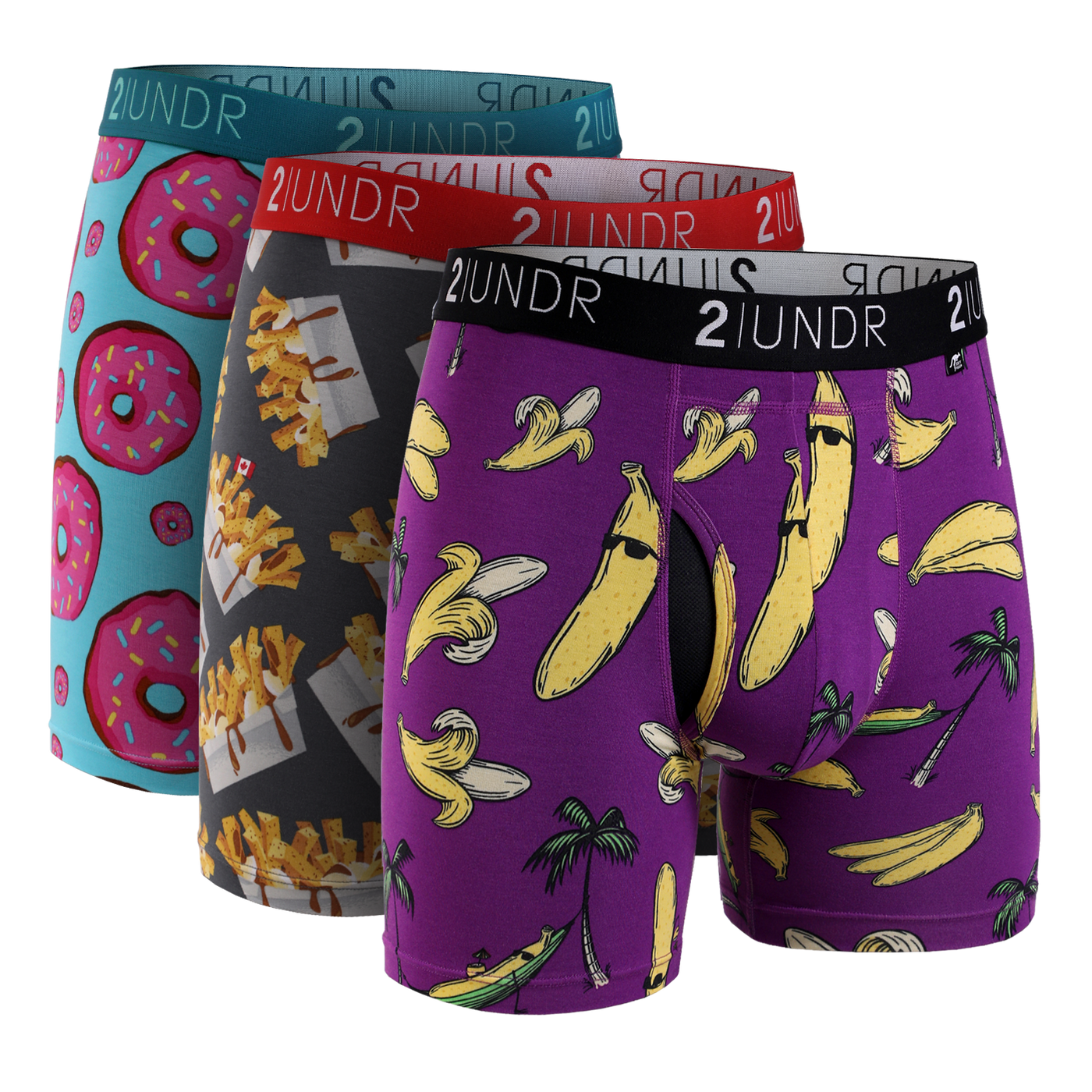 Swing Shift 6" Boxer Brief - 3 Pack Boxset - Donuts/Poutine/Banana