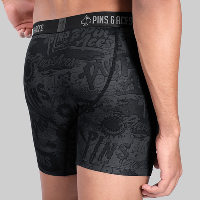 Swing Shift 6" Boxer Brief - Pins & Aces | Graffiti Splatter