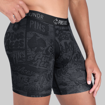 Swing Shift 6" Boxer Brief - Pins & Aces | Graffiti Splatter