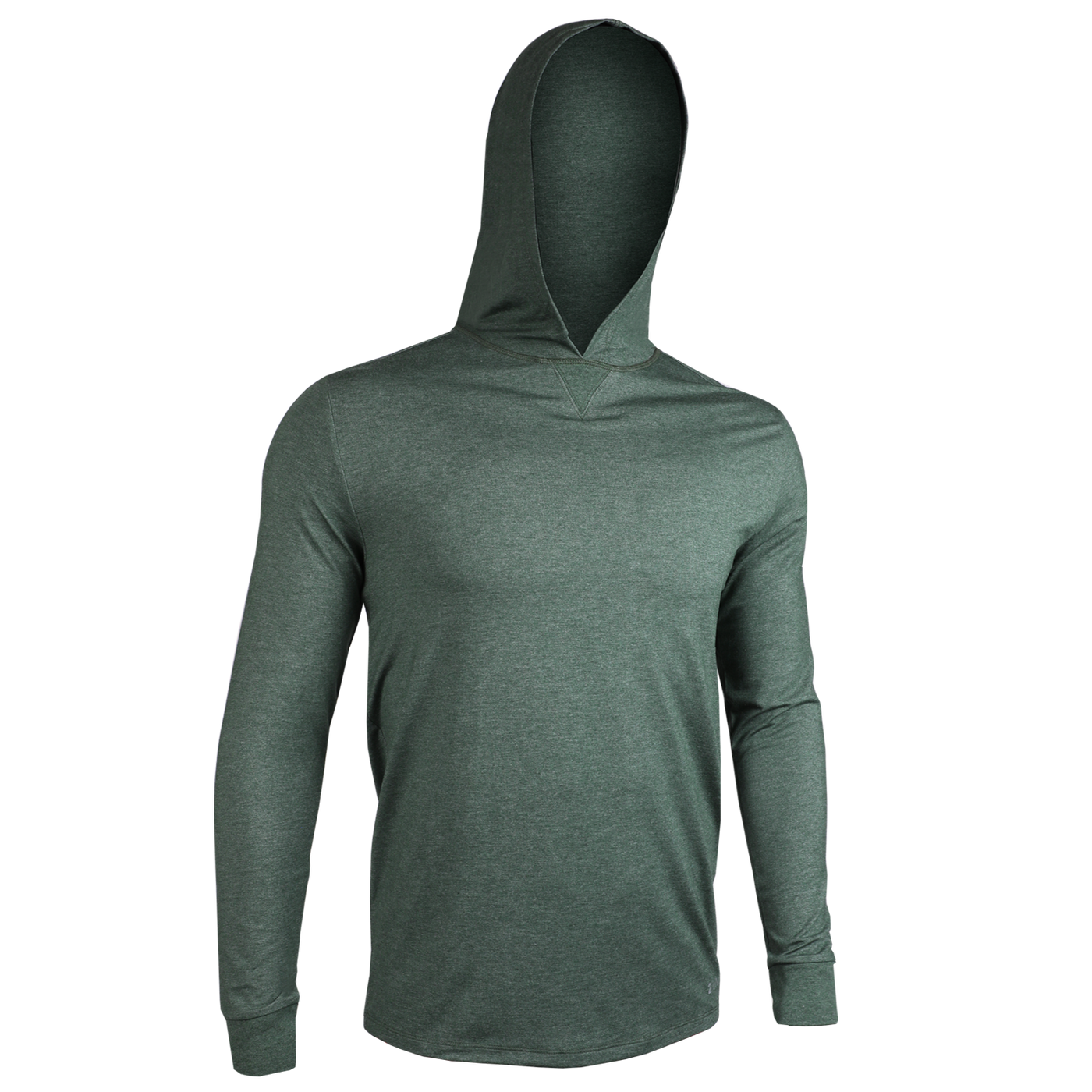Luxury Long Sleeve Hooded Tee - Heathered Forest Green