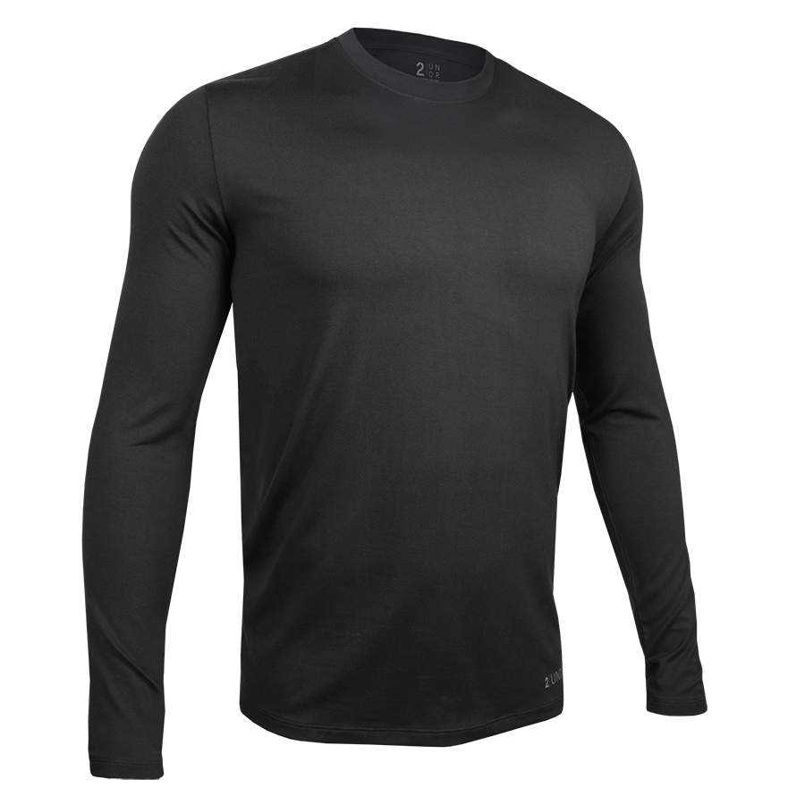 Luxury Long Sleeve Crew Tee- Black