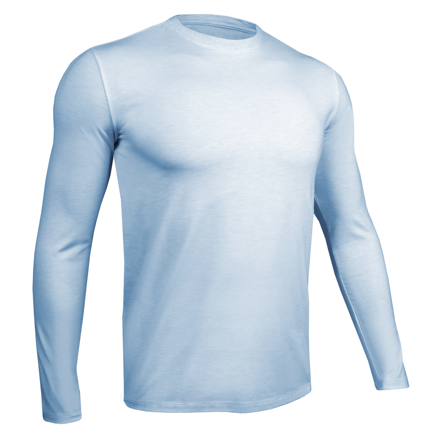 Luxury Long Sleeve Crew Tee - Heathered Light Blue