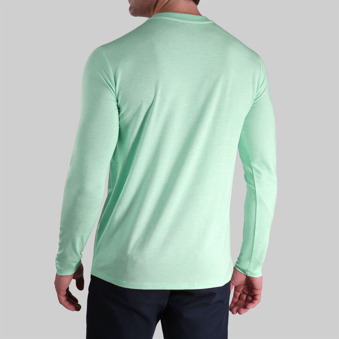 Luxury Long Sleeve Crew Tee - Heathered Mint Green