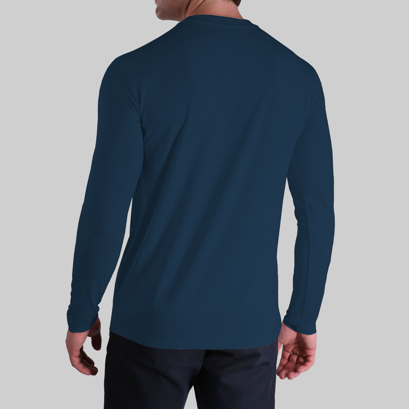 Luxury Long Sleeve Crew Tee - Pacific Navy