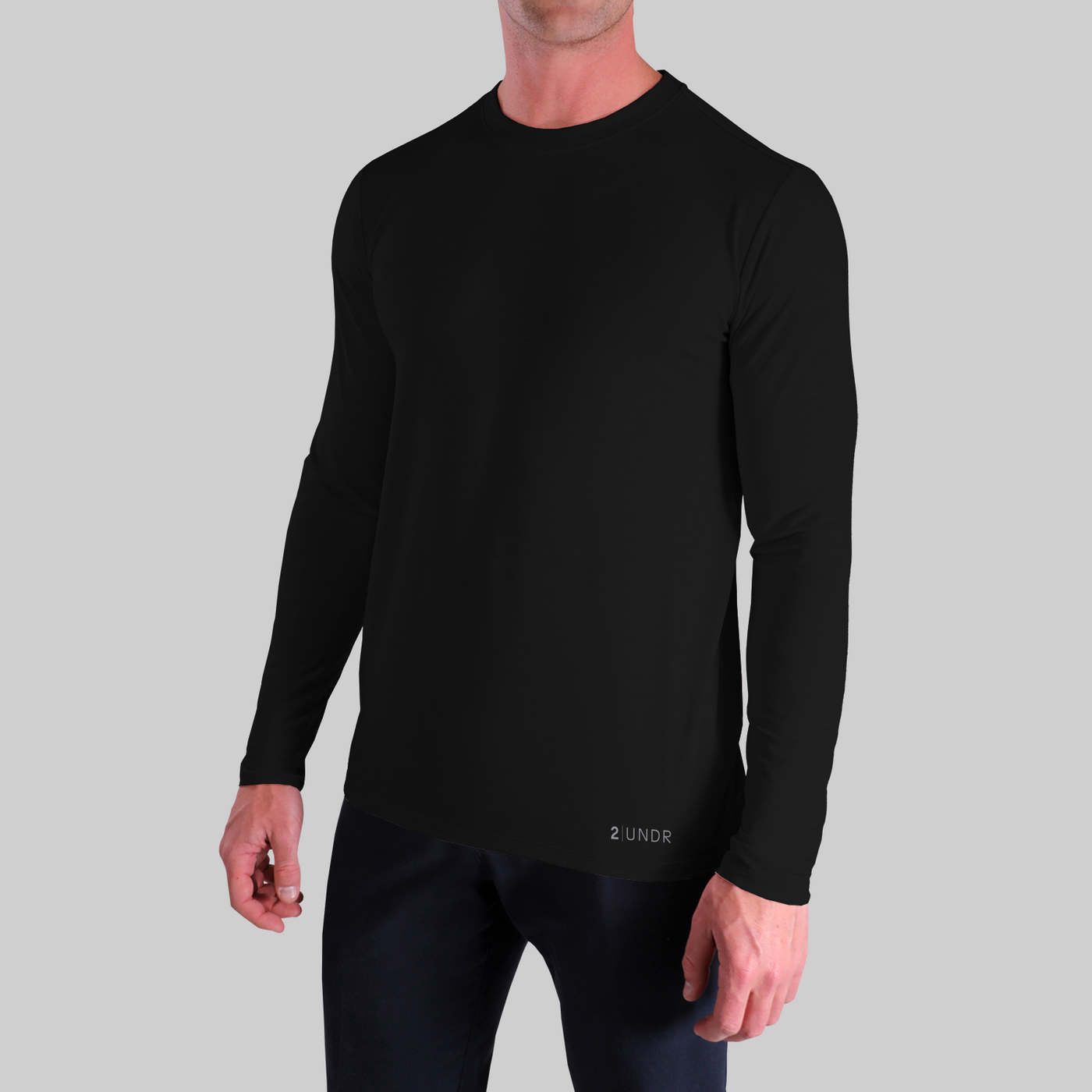 Luxury Long Sleeve Crew Tee- Black