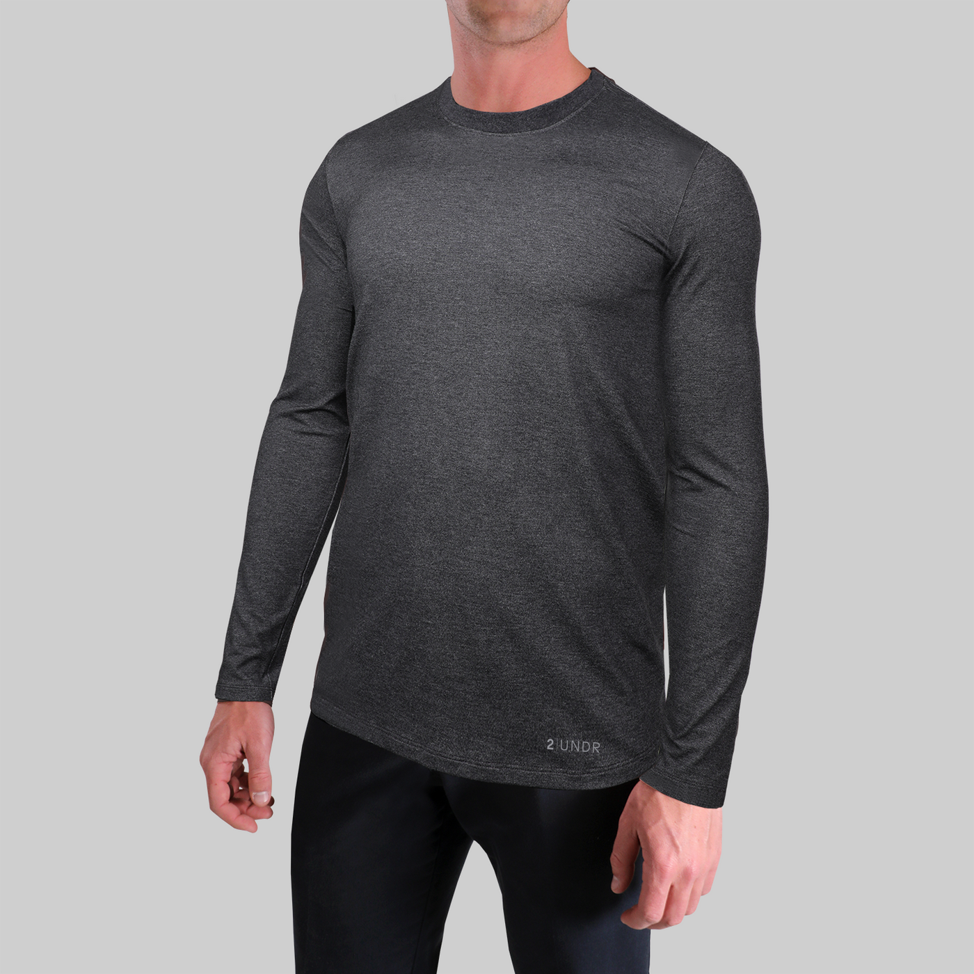 Luxury Long Sleeve Crew Tee - Charcoal