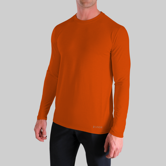 Luxury Long Sleeve Crew Tee - Deep Orange – 2UNDR