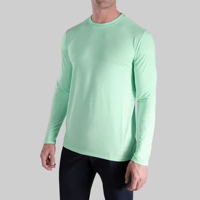 Luxury Long Sleeve Crew Tee - Heathered Mint Green