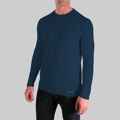 Luxury Long Sleeve Crew Tee - Pacific Navy