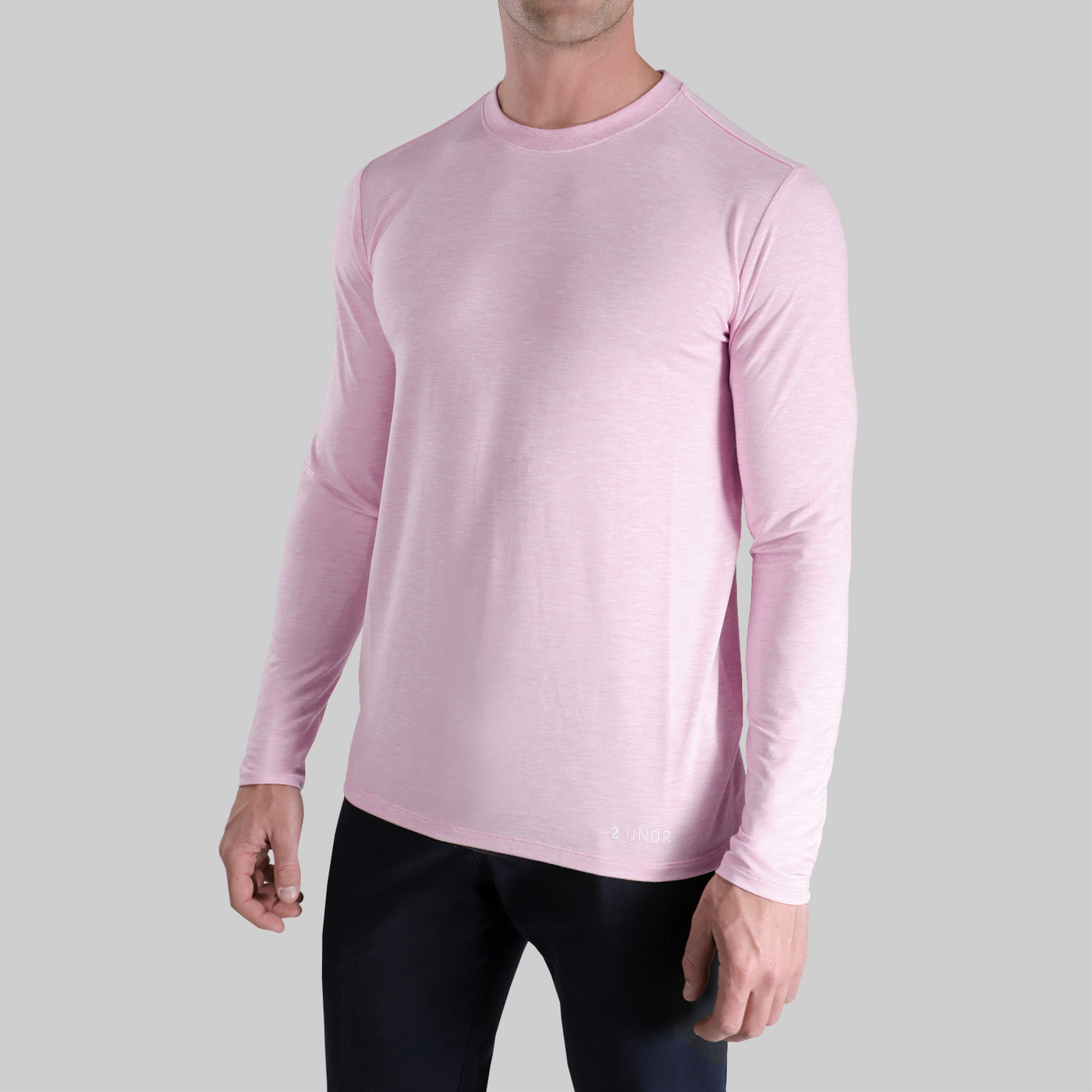 Luxury Long Sleeve Crew Tee - Heathered Pink