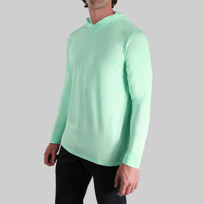 Luxury Long Sleeve Hooded Tee - Heathered Mint Green