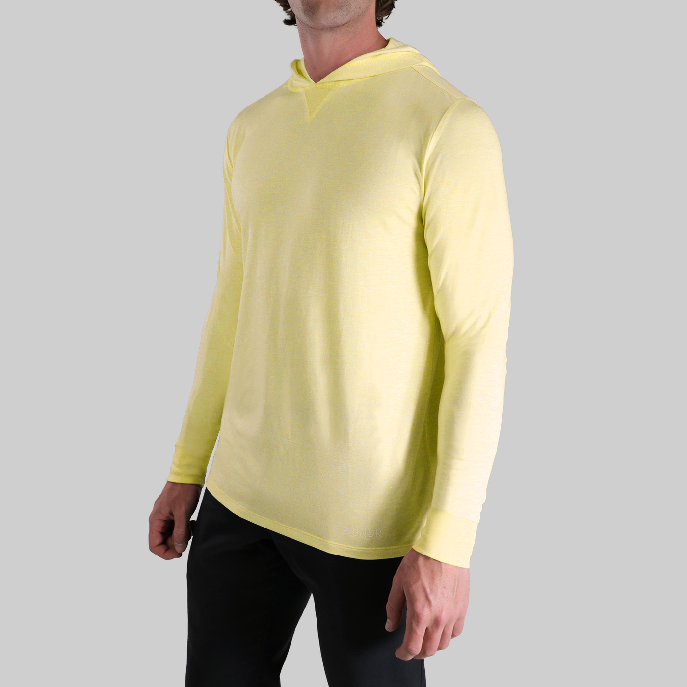 Luxury Long Sleeve Hooded Tee - Heathered Yellow