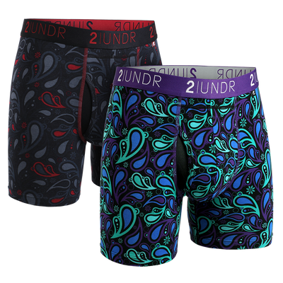 Swing Shift Boxer Brief 2 Pack - Black - Peacock Paisley