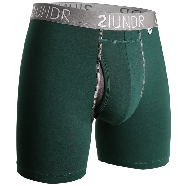 2UNDR Mens Night Shift 6 Boxer Brief Underwear (Black Lines