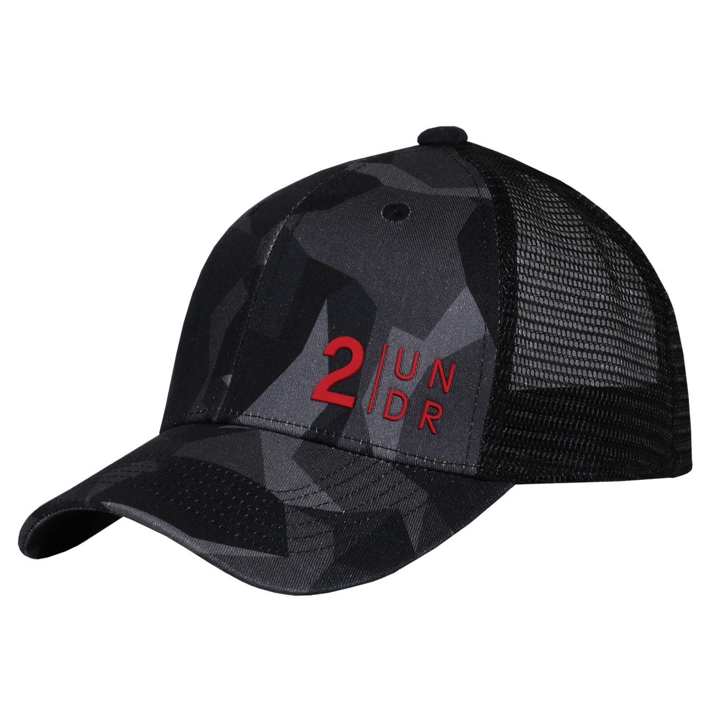 Snap Back  Mesh Print Hat - Black Camo