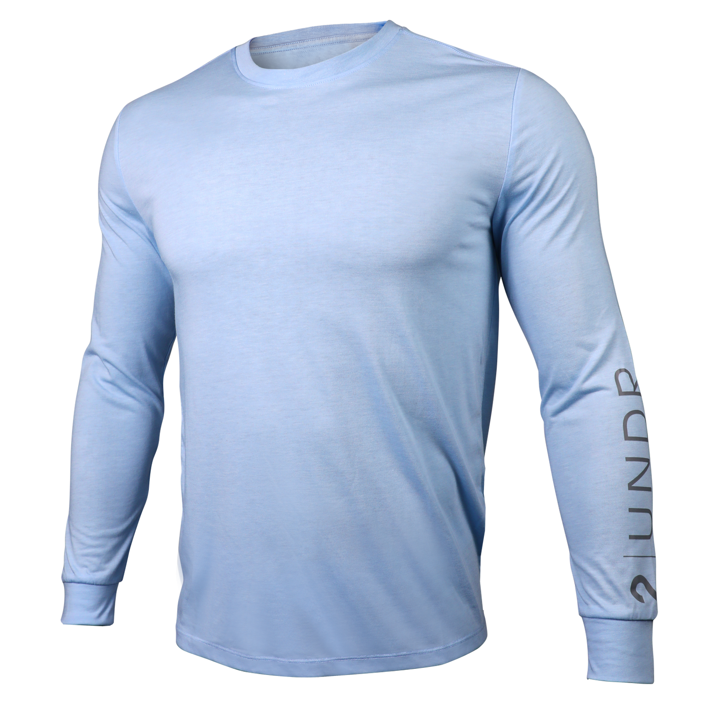Branded All Day Long Sleeve Crew Tee - Heathered Light Blue