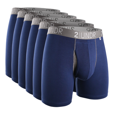 2UNDR Mens Night Shift 6 Boxer Brief Underwear (Black Lines, Medium) 